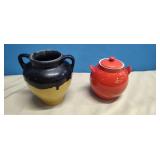 Zanesville pottery Vase,& Hall pottery bean pot