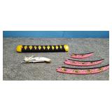 Plastic switchblade, sheath and other items