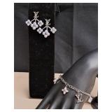 Faux Vuitton Bracelet & Earrings