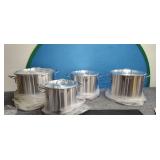 4) Stainless Steel Cookware 8-qt.,12,16,& 20qt