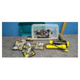 Small tote of flashlights and batteries