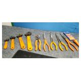 Asorment of needle nose pliers & adjustable wrench