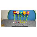 8) Ceramic Flowers and 5) Plush Cover Flowers