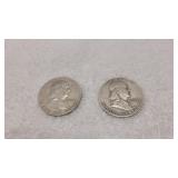 1954 & 1963 Silver Franklin Liberty Half Dollars