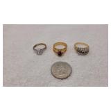 3)  Rings  Size 6.75, 7.5 & 6.5