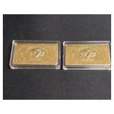 2) 1Troy Ounce .999 Fine Gold Bars