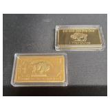 2) 1 Troy Ounce .999 Fine Gold Bars
