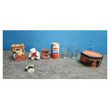Vintage Collectible iIems Tins, Glasses & More