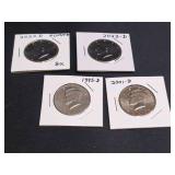 4) Kennedy Half Dollars 1995, 2001, 2020, 2023