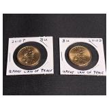 2) 2010 Sacagawea One Dollar Coins