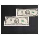 2) Two Dollar Bills Series 2017A