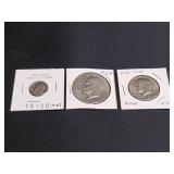 Dime, Eisenhower Dollar, Half Dollar (see details