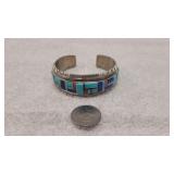 Sterling Silver Cuff Stone inlay Navajo Bracelet