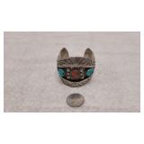 Navajo Sterling Silver Cuff Turquoise/Coral Brac.