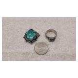 6.75 Size Silver Ring & Silver & Turquoise Momento