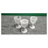 Set of 3 Small White & Gray Goblets