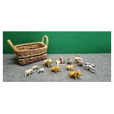 Wicker Basket, Small Collection Elephant Figurine