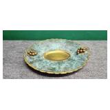 Oval Greenish Tray w/ Grape Clusters