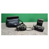 Two Vintage Cameras Fuji Discovery and a Nikon
