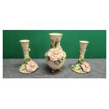 Fitz & Floyd Candle Holders & Vase Set