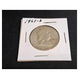 1961 D Franklin Silver Half Dollars