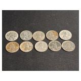 10) 1943 D Zinc Coated Steel Wheat Pennies WWII