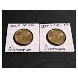 2) 2000 P Uncuirculated Sacagawea Dollars