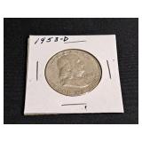 1953 D Franklin Silver Half Dollar