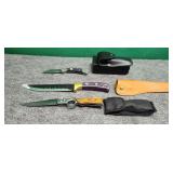 Three belt knives with Sheaths