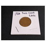 1) 1866 Two Cent Coin  'Good Date'