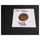 7) 1865 Two Cent Coins  'Good Dates'