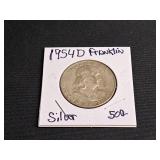 2954 D Franklin Silver Half Dollar