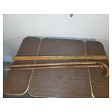 Walking stick wooden cane and yard stick