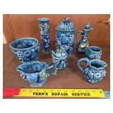 Inarco Mood Indigo blue art pottery 8ct
