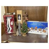 Santa and Christmas trees wooden Rudolph, and