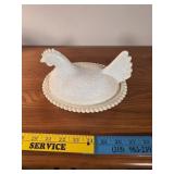 Hens on a Nest white candy dish
