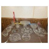 Glassware trays, cake stand, Vinegar and candy