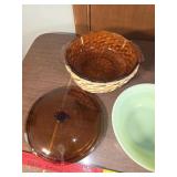 Casserole dush in a basket and bowls