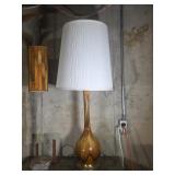 modern amber glass table lamp 1970's