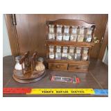 Spice rack salt and pepper shaker and spoon