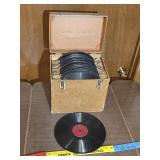 78 RPM record storage case containing several