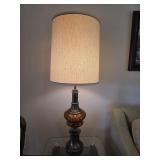amber glass table lamp in the Hollywood Regency