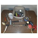 Tools, screwdrivers, level, tape hammer