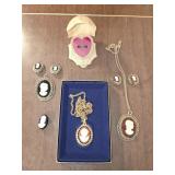 Avon reversible cameo pendant necklaces , clip on
