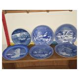 5 Blue decorative plates 1 Denmark plate