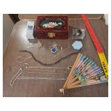 Costume jewelry cross fan trinket music box