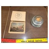 vintage metal music powder box 1930's/1940's