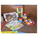 NewRay Western toys, vintage top blocks