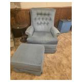 Blue chair, rocking w/footstool