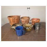 Clay planter, camping cup, Sifter, 3 baskets